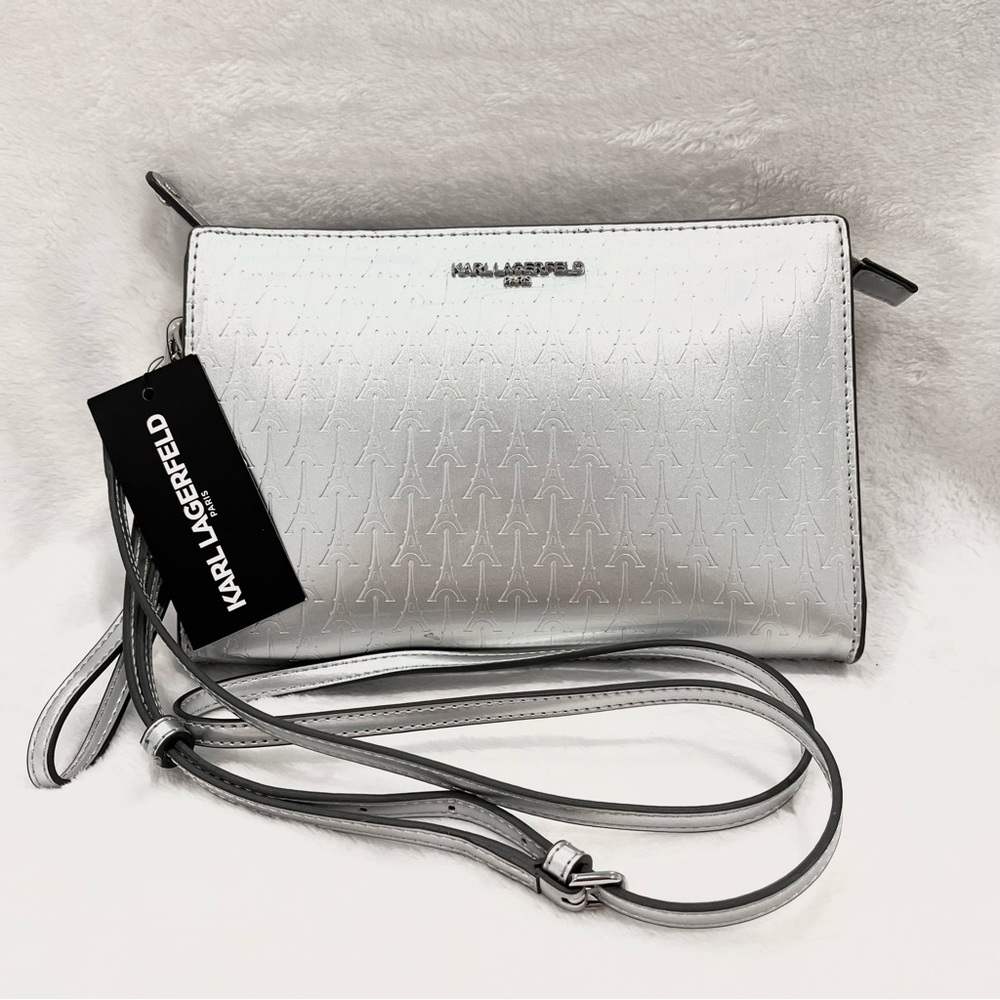karl lagerfeld silver crossbody bag NWT